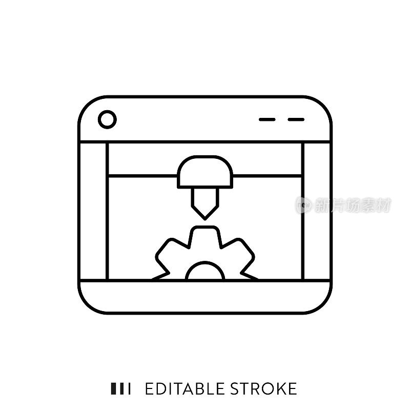 3D打印线图标设计与可编辑的笔画。适用于信息图表，网页，移动应用程序，UI, UX和GUI设计。